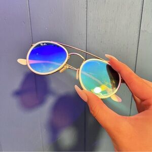 Ray-Ban Iridescent Round Sunglasses, Double Round Bridge